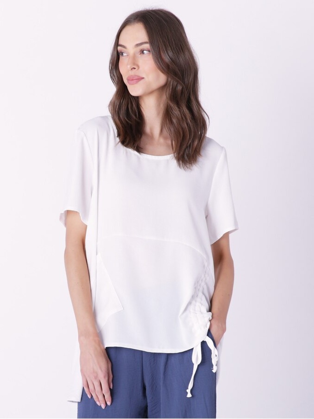 THE SHOPPING CHANNEL || Marallis Gathered Crepe Pocket Top Size Small